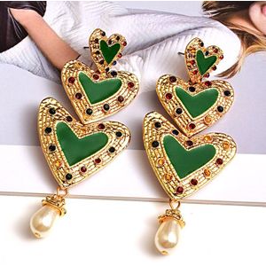 Metalen Loveheart Lange Oorbellen Hoge Crystal Earring Mode-sieraden Accessoires Voor Vrouwen