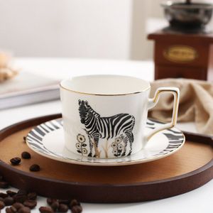 Noord-europa Luxe Koffie Kop En Schotel Set Schets In Goud Milu Herten Zebra Espresso Latte Thee Cafe Cups Taza tasse Copo