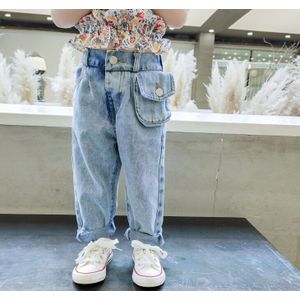 Jongens Meisjes Hoge Taille Denim Broek Met Kleine Pocket Stijl Kids All-Match Lichte Kleur Jeans