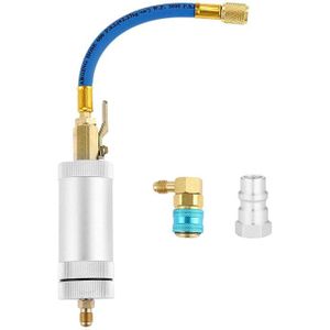 R134A Compressor Olie Dye Ejector, 1/4 Inch Sae Mannelijke En Vrouwelijke Dubbele Kop Koeling Airconditioning Olie Vullen Cilinder R
