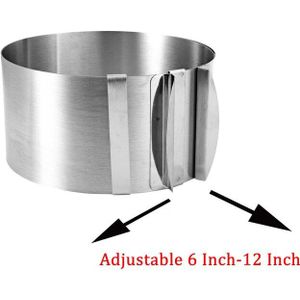 1Pc Intrekbare Roestvrij Staal Cirkel Mousse Ring Cake Bakken Tool Set Size Vorm Verstelbare Bakvormen Zilveren ZXH