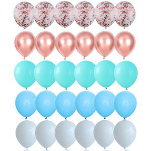 30Pcs Tiffany Blauwe Ballonnen Set Chrome Metallic Latex Ballon Met Confetti Ballonnen Bruiloft Verjaardag Party Decor Baby Douche