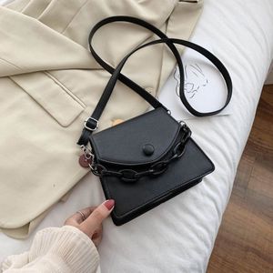 Effen Kleur Dikke Ketting Kleine Pu Lederen Crossbody Tassen Voor Vrouwen 2022 Hit Zomer Schouder Cross Body Bag Dames Handtassen