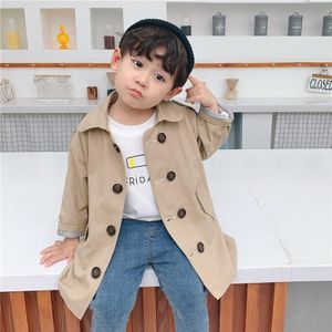 24m-9y Kids Trenchcoat Lente Herfst Jongens Jas Lange Stijl Turn-Down Kraag Kinderen Windjack Top Kleding Hy55