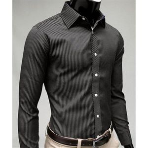 Heren Shirts Streep Lange Mouw Casual Slim Fit Mannen Dress Shirts Effen Kleur Formele Zakelijke Sociale Kleding Blouse