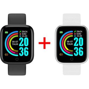2 Pcs Y68 Smart Horloge Fitness Tracker Bloeddruk Smartwatches Mannen Vrouwen Waterdicht Hartslag Horloge