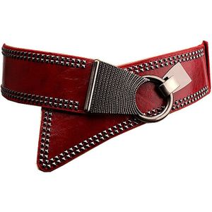 Punk Stijl Klinknagels Kralen Ronde Gesp Vrouwen Riem Vrouwelijke Pu Leer Super Breed 9CM Riemen Ceinture Femme Leisure cumberbanden