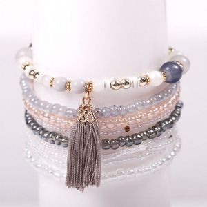 Boho Multilayer Kralen Wrap Vriendschap Armbanden Voor Vrouwen Kraal Kwastje Bedelarmband Femme Christams Sieraden Pulseras Mujer