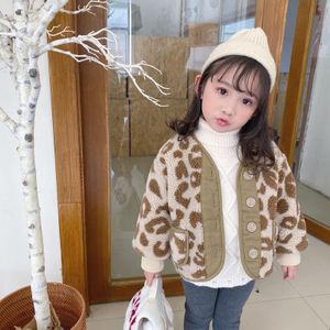 Winter kinderen jas koreaanse stijl leopard patroon verdikte mode all-match bont jas voor cool baby meisjes jongens