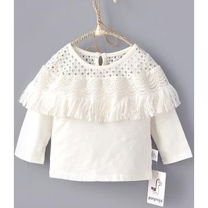 Meisjes Dragen Witte T-shirts Kant Kwasten Mode Baby Kids Lange Mouwen Jas T-shirt Tees Tops Sweatshirts