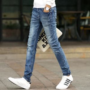 Mannen Jeans Mode Lente Hip-Hop Hoge Taille Skinny Slim Fit Hoge Taille Blue Denim Broek Voor Mannen plus Size