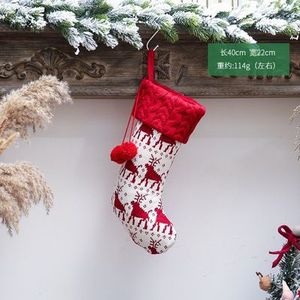 Rode Kous Gebreide Sokken Voor Home Decoratie Kerst Cadeau Zak Snoep Zakken Bag Kerstsok Ornamenten