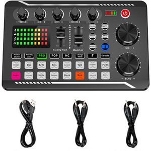 Volumeregeling Audio Mixer Live Geluidskaart Noise Cancelling Voor Telefoon Computer Desktop Met Led Licht