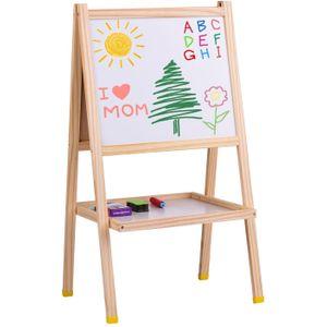 Houten Kunst Ezel Magnetische Dubbelzijdig Krijtbord &amp; Dry Erase Board Staande Schildersezel Eenvoudig Te Monteren Met Opslag Voor kinderen