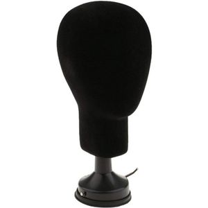 Polystyreen Foam Mannequin Gezicht Model Hoofd Pruik Houder Lenzenvloeistof Bril Met Base Beugel-Zwart, 35cm