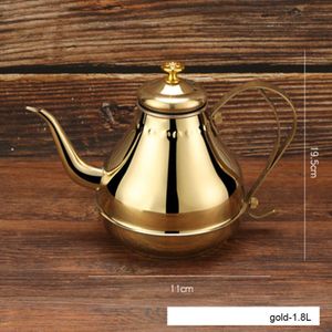 1.2/1.8L Rvs Lange Mond Theepot Koffiepot Waterkoker Met Thee Leaf Infuser Filter Koffiezetapparaat Grote Capaciteit thee Pot