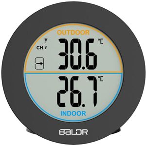 Baldr Ronde Vorm Thermometer Draadloze Tafel Indoor Outdoor Lcd-scherm Weerstation Digitale Muur Temperatuur Meter Sensor