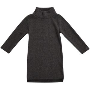 Baby Effen Kleur Jurk Peuter Lange Mouwen Coltrui Jurk Baby Meisje Slanke Lente Herfst Warm Jurken Kleding 1-6Years