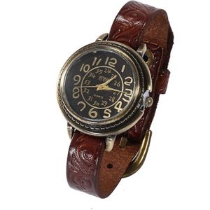 Vintage Klok Vrouwen Quartz Horloge PU Lederen Band Antieke Horloge Casual Analoge Horloges Timer Lady