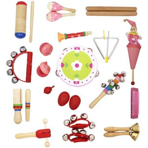 Muzikaal Speelgoed Slaginstrumenten Band Ritme Kit Voor Kids Kinderen Peuters Met Tamboerijn Houten Guiro Handbells Maracas