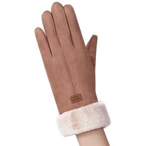 Vrouwen Handschoenen Winter Vrouwen Touchscreen Suede Handschoen Dubbele Laag Harige Wanten Warm Sneeuwvlok Borduurwerk Outdoor Handschoenen