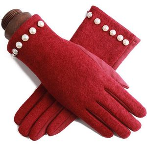 Herfst En Winter Vrouwen Touchscreen Handschoenen Dames Warm Mode Handschoenen Rijden Volledige Vinger Plus Kasjmier Handschoenen Geel Rood Kleur