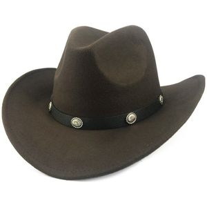 Yy Klassieke Western Cowboy Fedora Cap Voor Mannen Trilby Met Pu Lederen Riem Vrouwen Rijden Cowgirls Jazz Caps 9 Kleur CB20070