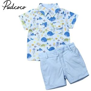 Zomer Kleding Sets jongen Katoen casual kinderkleding Baby Jongens Jurk shirt + Shorts Broek 2 Stuks kleding Sets