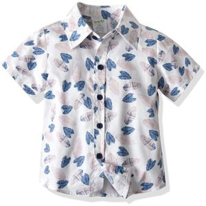 Kids Baby Jongens Korte Mouw Leaf Print Shirt Zomer Casual Revers Top Voor Kinderen Jongens