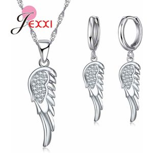 925 Sterling Zilveren Sieraden Sets Angel 'S Wings Leuke Set Voor Meisjes Dagelijks Ketting En Oorbel Beste Voor vrouwen