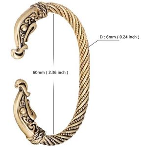 Polsband Manchet Armbanden Voor Mannen Vrouwen Vintage Viking Dragon Head Metal Gegraveerde Armbanden Armband Antiek Zilver Kleur Bijoux