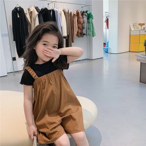 Zomer Baby Meisje Effen Kleur Katoen Overalls Koreaanse Stijl 2 Kleur Kinderen Losse Alle-Wedstrijd Bretels Shorts