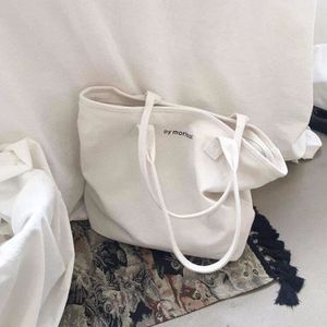 Zuid-korea Ins Celebrity Stijl Grote Capaciteit Canvas Tas Vrouwen Ulzzang Schoudertas Eenvoudige Handtas Grote Tas Schooltas