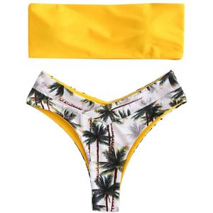 Sexy Vrouwen Bikini Set Coconut Print Badmode Baden Zomer Bikini Mode Tropische Groen Wit Badpak Beachwear Suits #30