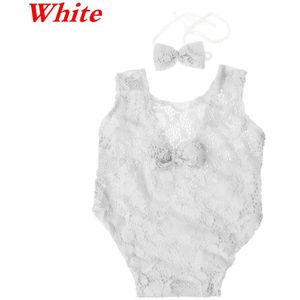 Baby Fotografie Props Backless Hollow Strik Kant Romper Pasgeboren Meisjes Outfit