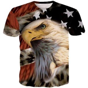 Redcats Retro Amerikaanse Vlag Eagle Print Casual Mannen Korte Mouwen T-shirt Tops