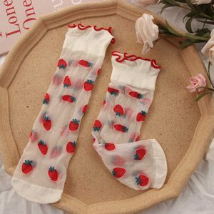 Zomer Transparante Buis Sokken Aardbei Lolita Stijl Kant Sokken Vrouwelijke Japanse Leuke Ademend Ins College Stijl Kousen