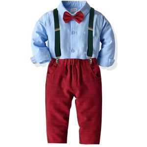 Baby Boy Jurk Kinderen Kleding Suits Baby Gentleman Bowtie Shirt + Jarretel Broek 2 Stuks Party Bruiloft Kleding Set