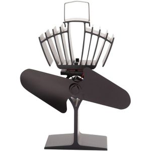 Zwart 2 Blades Warmte Aangedreven Houtkachel Fan Voor Hout Log Brander Haard Fan