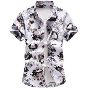 Zomer Mannen zwarte bloemen gedrukt Hawaiiaanse Party Korte mouw shirts Hip hop mannelijke casual shirt Plus Size 5XL 6XL 7XL