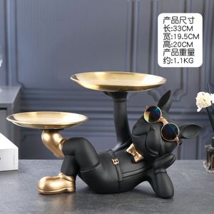 Hars Inrichting Hond Standbeeld Butler Met Lade Voor Opslag Plaat Tafel Live Kamer Inrichting Hond Ornamenten Decoratieve Sculptuur Craft