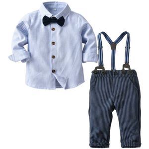 Baby Jongens Pakken Blazers Kleding Voor Baby Wedding Formele Party Gestreepte Baby Shirt Broek Baby Kids Jongen Bovenkleding Set 1-4 Jaar