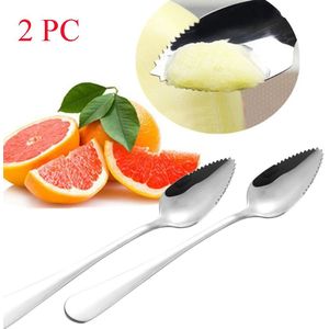 2/4Pc Dikke Gladde Roestvrijstalen Grapefruit Lepel Dessertlepel Gekartelde Rand Gesneden Fruit Keuken Gadget Koken Tool #42