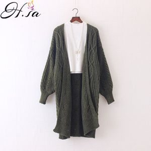 H. SA Winter Herfst Lange Vrouwelijke Vesten Latern Mouwen Casual Gebreide Poncho Truien Oversized Lange Vesten Koreaanse sueter