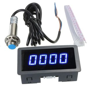 4 Duurzaam Portable Handige Digitale Led Toerenteller Rpm Snelheid Meter + Hall Proximity Switch Sensor Npn Blauw/rood #291434