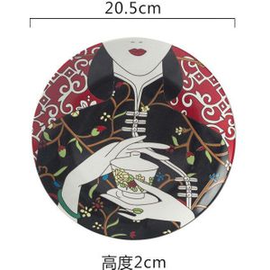 Chinese Servies Traditionele Cheongsam Patroon Borden Home Decor Keramische Voedsel Plaat Chi-pao Foto Voedsel Gerechten