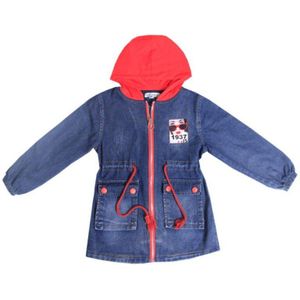 Lange Stijl Cartoon Denim Jas Rood Hooded Meisjes Lente Herfst Collectie Kinderkleding Meisjes Solid Trenchcoats