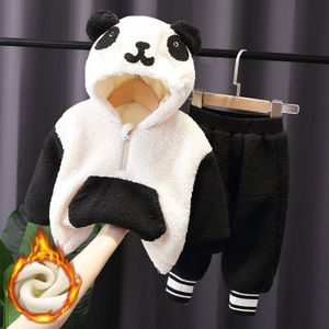 Winter Warm Kinderen Cartoon Panda Kleding Pak Jongens Meisjes Baby Thicken Hooded Broek 2 Stks/sets Zuigelingen Kleding Kinderen Sportkleding
