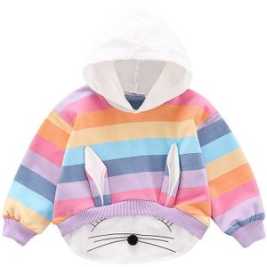 Pasgeboren Baby Baby Meisjes Jongens Ranibow 3D Rabbite Oor Print Hooded Trui Baby Meisjes Herfst Mode Kleurrijke Sweatshirt