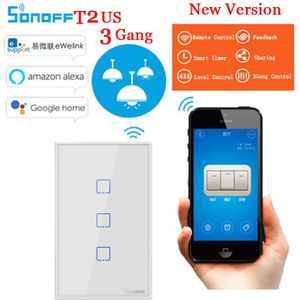 Sonoff Tx T0 T2 T3 Ons 1 2 3 Gang Wifi Schakelaar Smart Home Draadloze Muur Touch Light Timer Schakelaar via Ewelink App Werkt Met Alexa